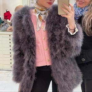 Gray ostrich feather coat, size M, M-L